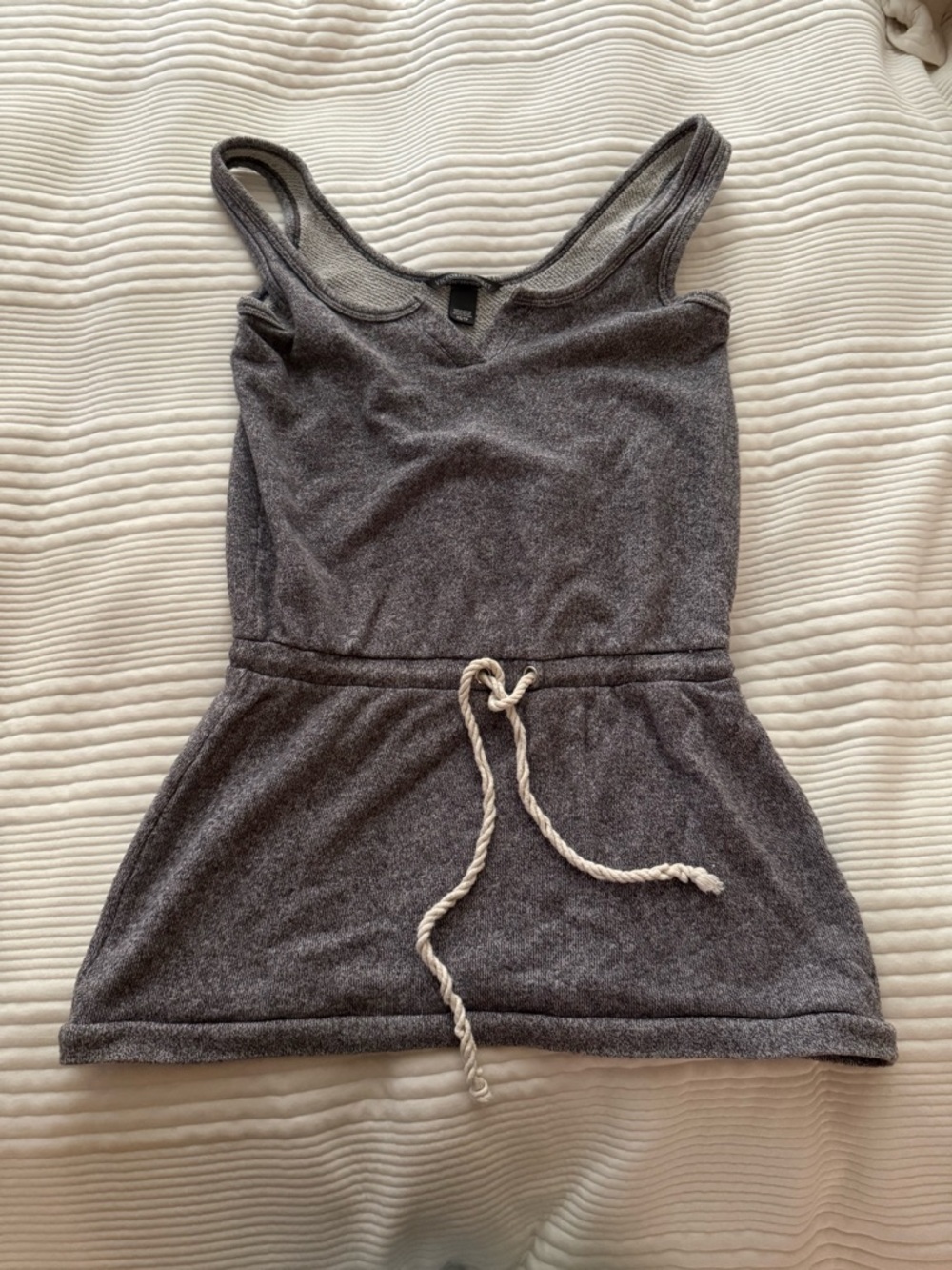 Gray Tank Drawstring Waist Swim Coverup